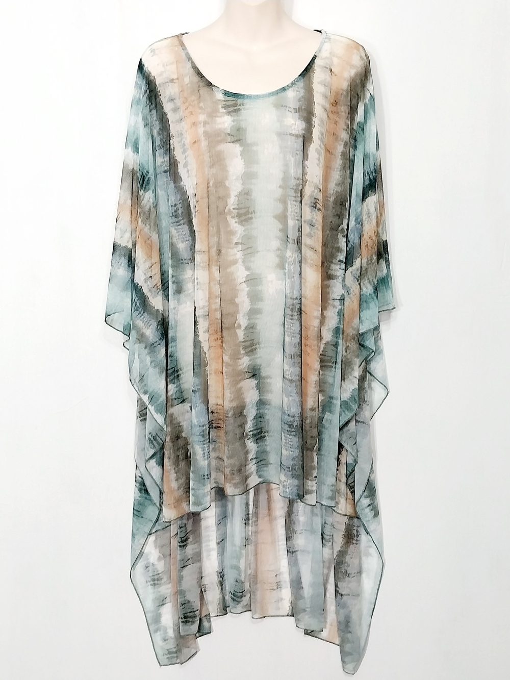 🔵BOGO FREE🔵 Stripe Kimono Tunic Sheer Watercolor Hi Lo  Sz 2X